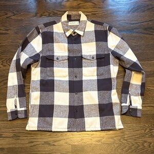 Abercrombie & Fitch Men's Plaid Shirt Jacket in Cream & Brown